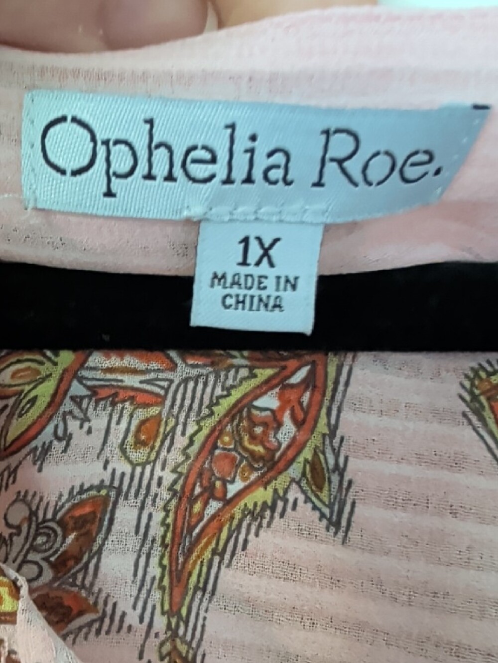 1X Ophelia Roe Light Pink Paisley Pleated Peasant Blouse - Picture 3 of 4
